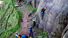 Outdoor climbing in the Peak District.